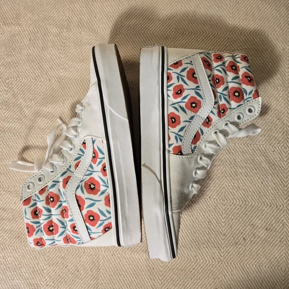 NWOB VANS Project X Flower SK8-Hi White Red Poppy Women's 5 Men's 3.5 Euro 34.5 - Picture 7 of 8